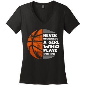 Basketball Player - Hoops Streetball Baller Basketball Girls Women's V-Neck T-Shirt