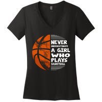 Basketball Player - Hoops Streetball Baller Basketball Girls Women's V-Neck T-Shirt