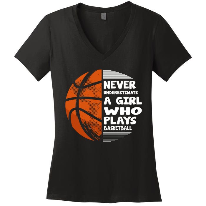 Basketball Player - Hoops Streetball Baller Basketball Girls Women's V-Neck T-Shirt