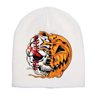 Baseball Player Halloween Pumpkin Skeleton Skull Teens Short Acrylic Beanie