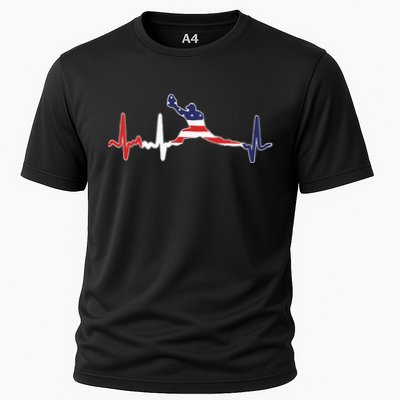 Baseball Player Heartbeat Baseball First Baseman Flag Cooling Performance Crew T-Shirt