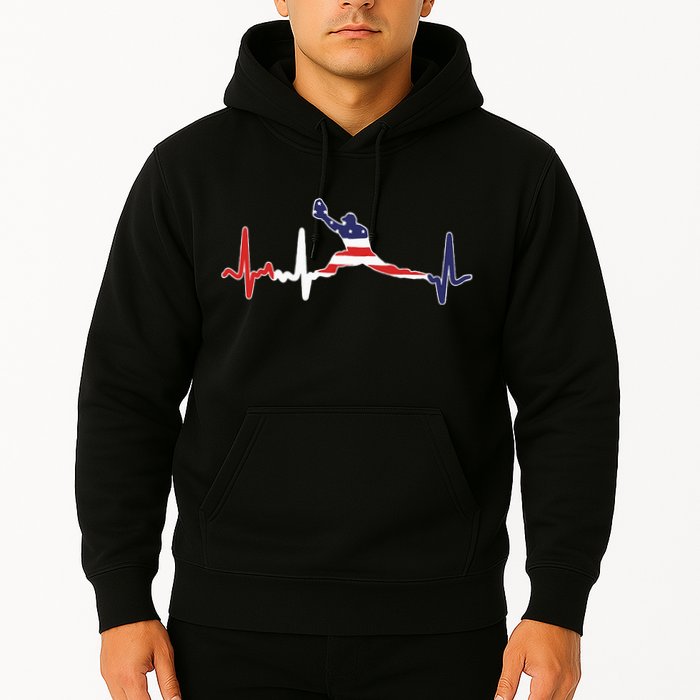 Baseball Player Heartbeat Baseball First Baseman Flag Hoodie