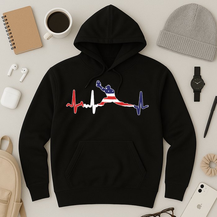 Baseball Player Heartbeat Baseball First Baseman Flag Hoodie