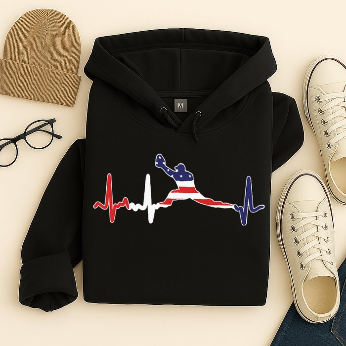 Baseball Player Heartbeat Baseball First Baseman Flag Hoodie