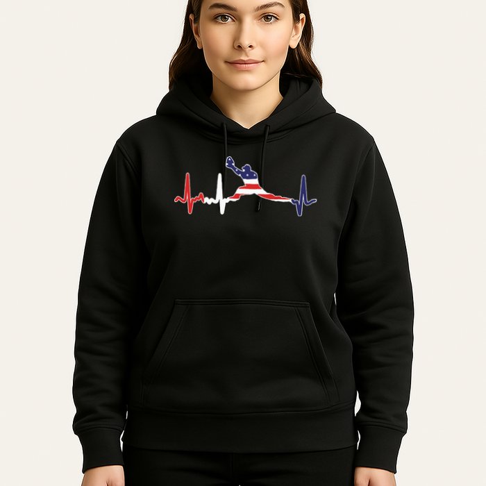 Baseball Player Heartbeat Baseball First Baseman Flag Hoodie