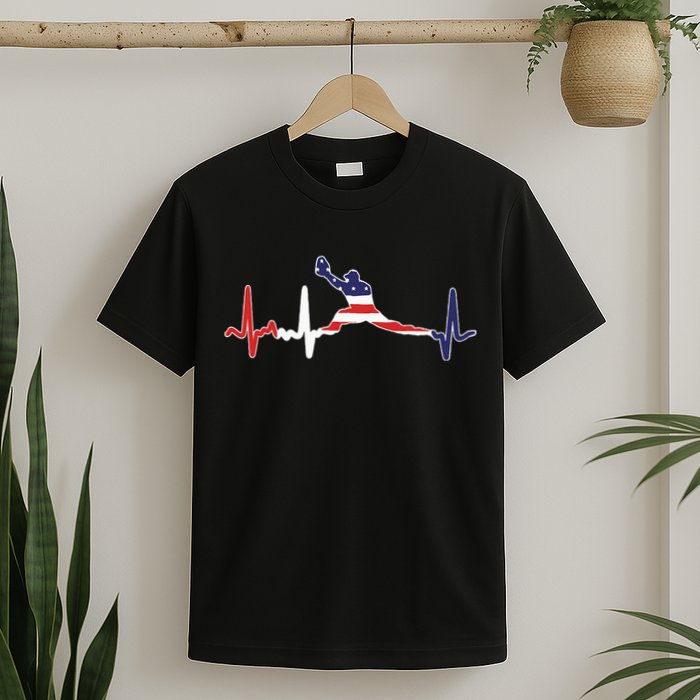 Baseball Player Heartbeat Baseball First Baseman Flag T-Shirt