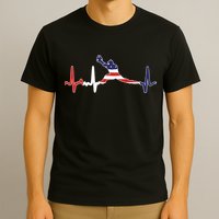 Baseball Player Heartbeat Baseball First Baseman Flag T-Shirt