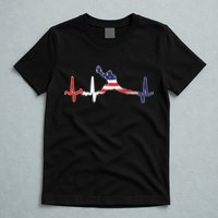 Baseball Player Heartbeat Baseball First Baseman Flag T-Shirt