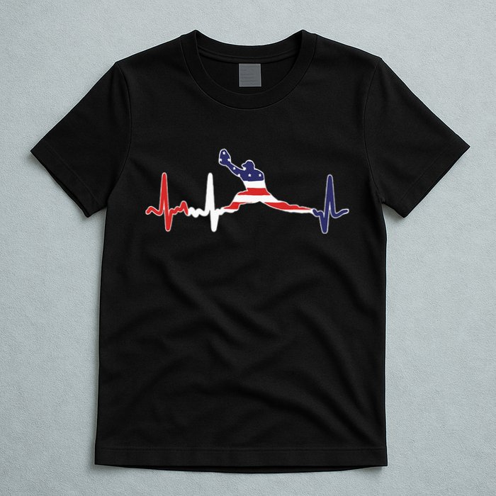 Baseball Player Heartbeat Baseball First Baseman Flag T-Shirt
