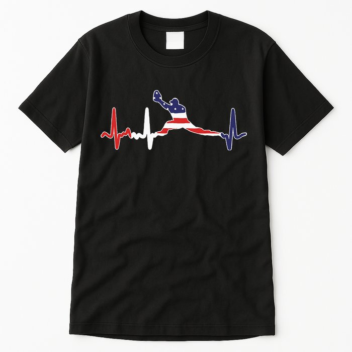 Baseball Player Heartbeat Baseball First Baseman Flag Tall T-Shirt