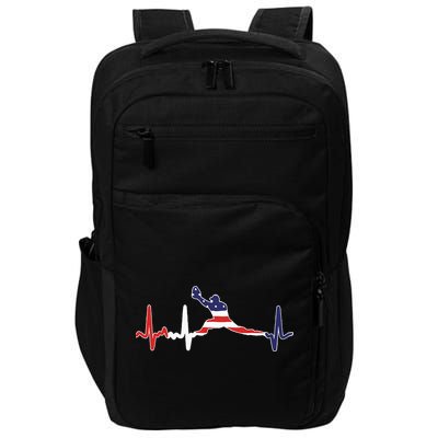 Baseball Player Heartbeat Baseball First Baseman Flag Impact Tech Backpack