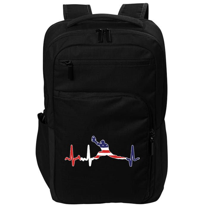 Baseball Player Heartbeat Baseball First Baseman Flag Impact Tech Backpack