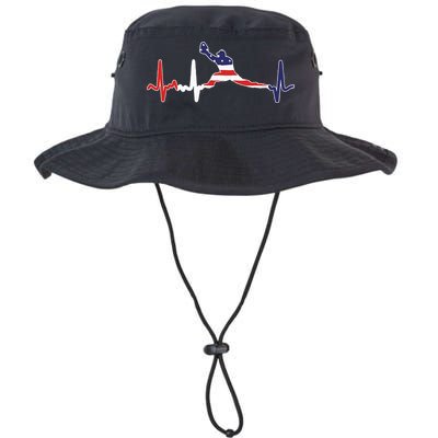 Baseball Player Heartbeat Baseball First Baseman Flag Bucket Hat