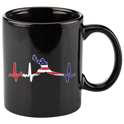 Baseball Player Heartbeat Baseball First Baseman Flag 11oz C Handle Ceramic Mug