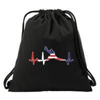 Baseball Player Heartbeat Baseball First Baseman Flag Drawstring Bag