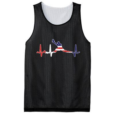 Baseball Player Heartbeat Baseball First Baseman Flag Mesh Reversible Basketball Jersey Tank
