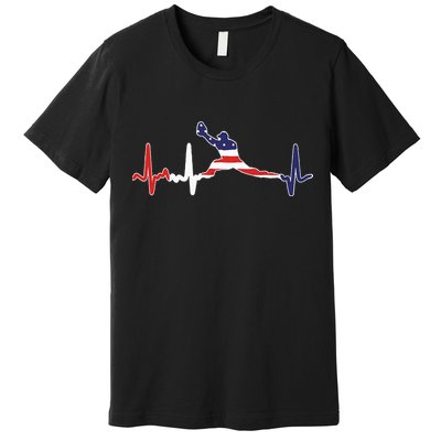 Baseball Player Heartbeat Baseball First Baseman Flag Premium T-Shirt