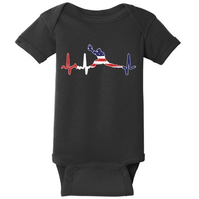 Baseball Player Heartbeat Baseball First Baseman Flag Baby Bodysuit