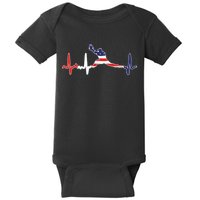 Baseball Player Heartbeat Baseball First Baseman Flag Baby Bodysuit