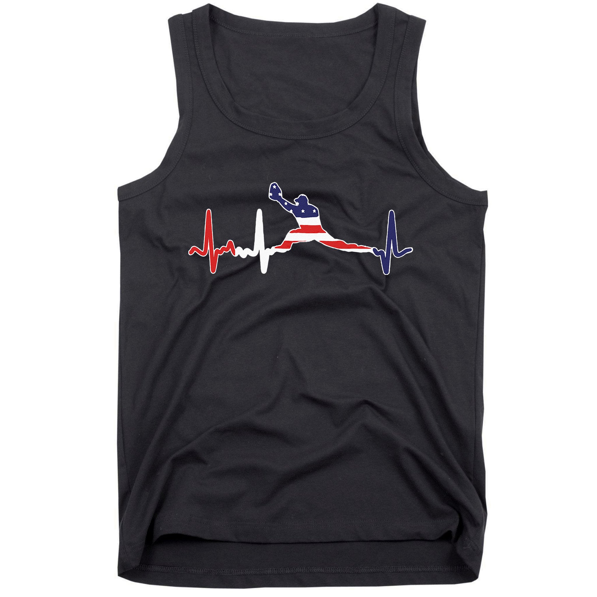 Baseball Player Heartbeat Baseball First Baseman Flag Tank Top