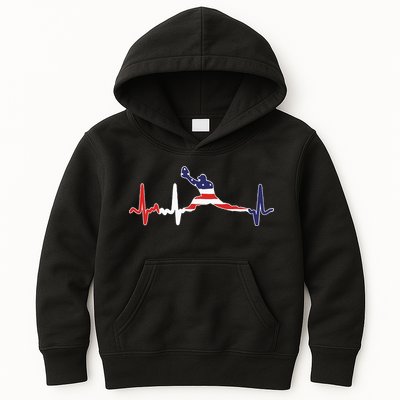 Baseball Player Heartbeat Baseball First Baseman Flag Kids Hoodie