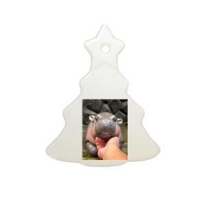 Baby Pygmy Hippo Moo Deng Ceramic Tree Ornament