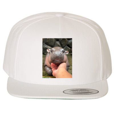 Baby Pygmy Hippo Moo Deng Wool Snapback Cap