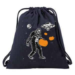 Bigfoot Pumpkin Halloween Drawstring Bag