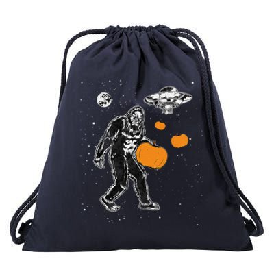 Bigfoot Pumpkin Halloween Drawstring Bag