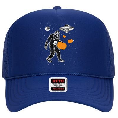 Bigfoot Pumpkin Halloween High Crown Mesh Back Trucker Hat