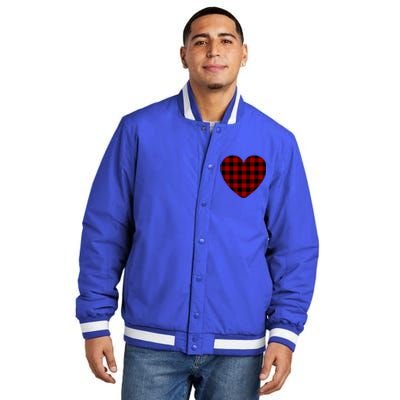 Buffalo Plaid Heargift Meaningful Gift Valentines Day Heart Gift Insulated Varsity Jacket