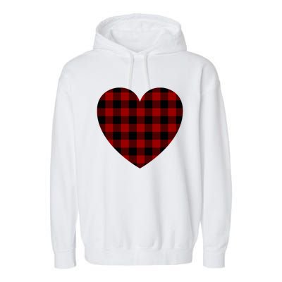 Buffalo Plaid Heargift Meaningful Gift Valentines Day Heart Gift Garment-Dyed Fleece Hoodie