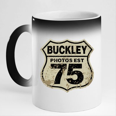 Buckley Photos Highway Sign 11oz Black Color Changing Mug