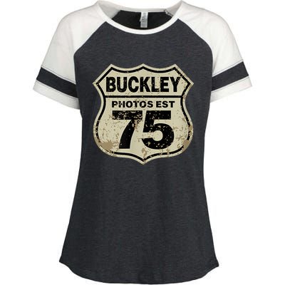 Buckley Photos Highway Sign Enza Ladies Jersey Colorblock Tee