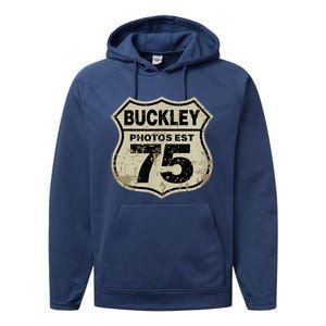 Buckley Photos Highway Sign Performance Fleece Hoodie