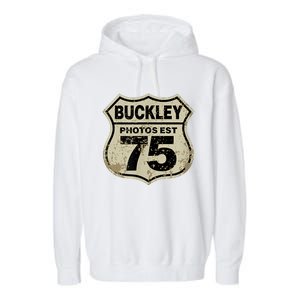 Buckley Photos Highway Sign Garment-Dyed Fleece Hoodie