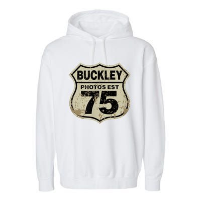 Buckley Photos Highway Sign Garment-Dyed Fleece Hoodie