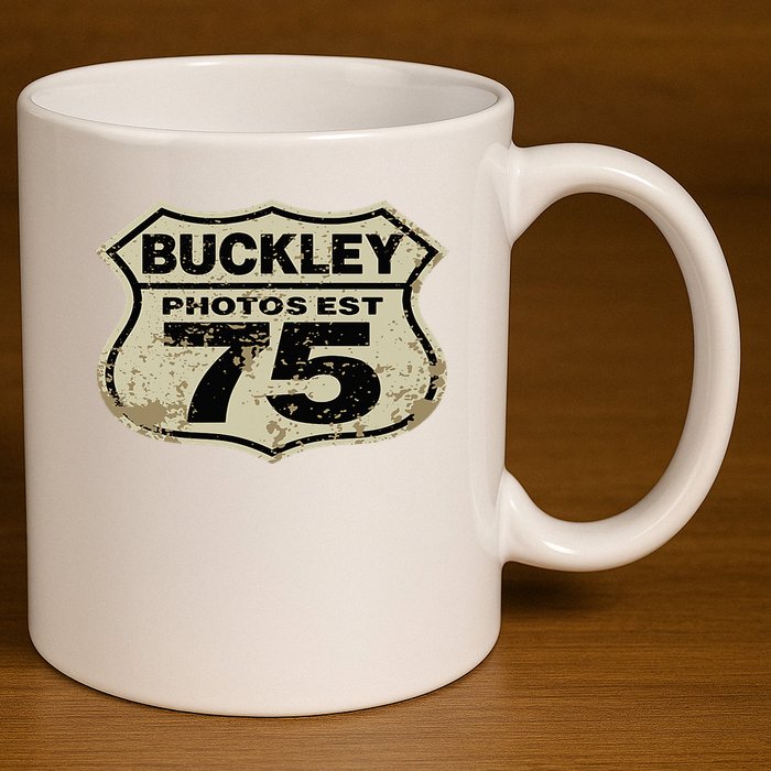 Buckley Photos Highway Sign 11oz C Handle Ceramic Mug