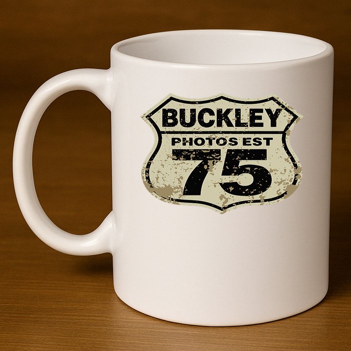 Buckley Photos Highway Sign 11oz C Handle Ceramic Mug