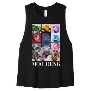 Baby Pygmy Hippo Moo Deng Era Women's Racerback Cropped Tank