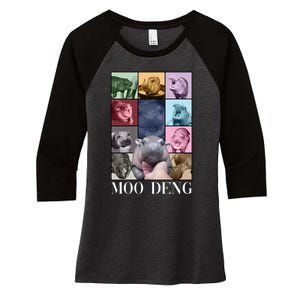 Baby Pygmy Hippo Moo Deng Era Women's Tri-Blend 3/4-Sleeve Raglan Shirt