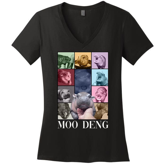 Baby Pygmy Hippo Moo Deng Era Women's V-Neck T-Shirt