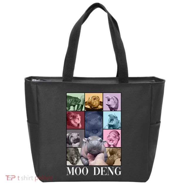 Baby Pygmy Hippo Moo Deng Era Zip Tote Bag