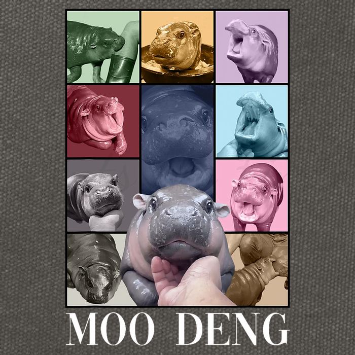 Baby Pygmy Hippo Moo Deng Era Cotton Canvas Backpack