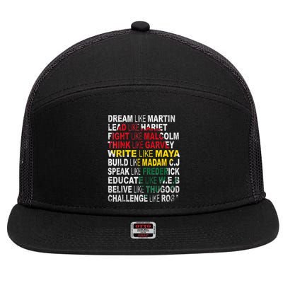 Black Power History Month African American Pride Gift 7 Panel Mesh Trucker Snapback Hat