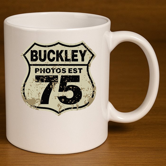 Buckley Photos Highway Sign 11oz C Handle Ceramic Mug