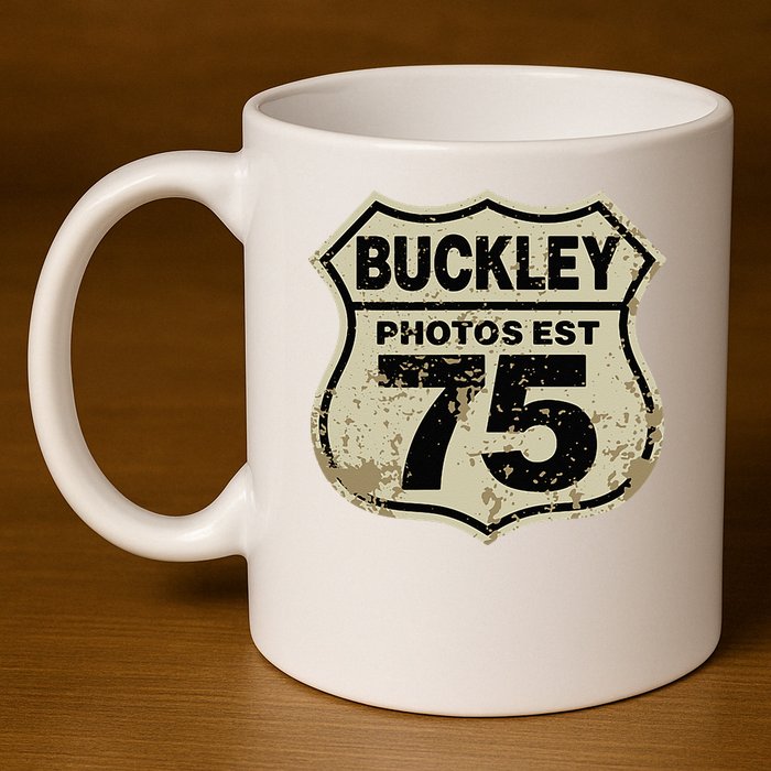 Buckley Photos Highway Sign 11oz C Handle Ceramic Mug