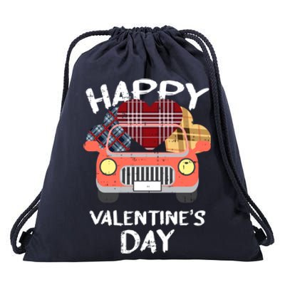 Buffalo Plaid Heart Valentines Day Funny Gift For Her Funny Gift Drawstring Bag