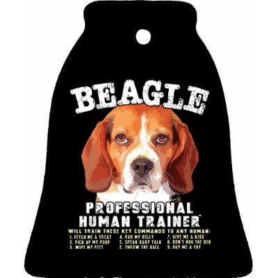 Beagle Professional Human Trainer Ceramic Bell Ornament