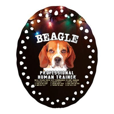 Beagle Professional Human Trainer Ceramic Oval Ornament